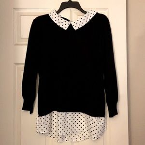 Black and white polkadot blouse